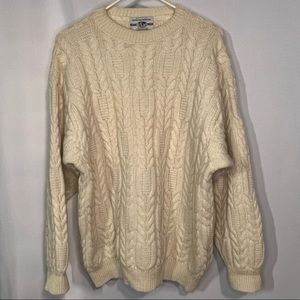 United Colors Of Benetton Vintage Cream Sweater Shetland Wool Made in Italy